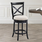 American Woodcrafters Belmont Black X-Back Swivel Solid Wood 26-Inch Seat Height Bar Stool