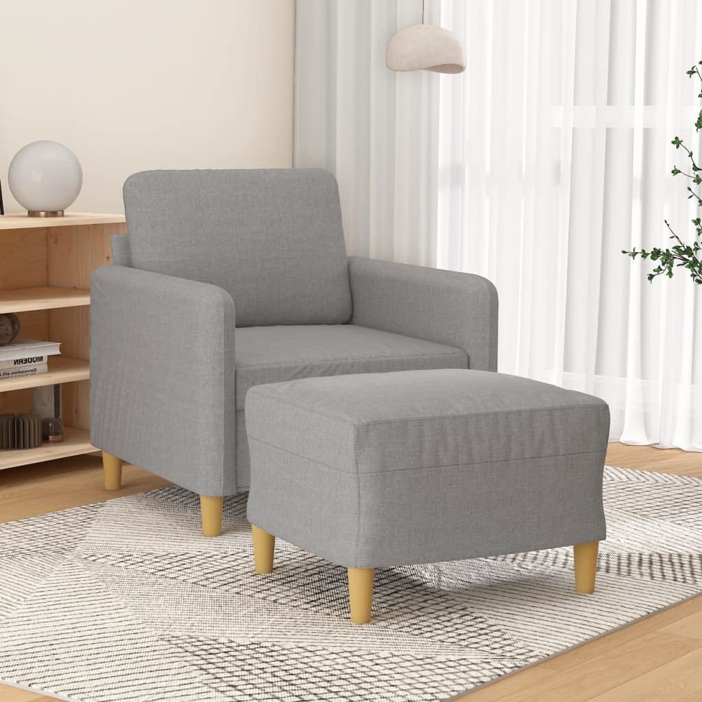 vidaXL Modern 1-Seater Sofa Chair with Footstool