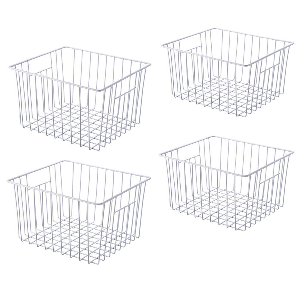 lonpute Freezer Baskets Storage Organizer, Refrigerator Metal Wire Basket bins, Household Bins with Built-in Handles for Kitchen