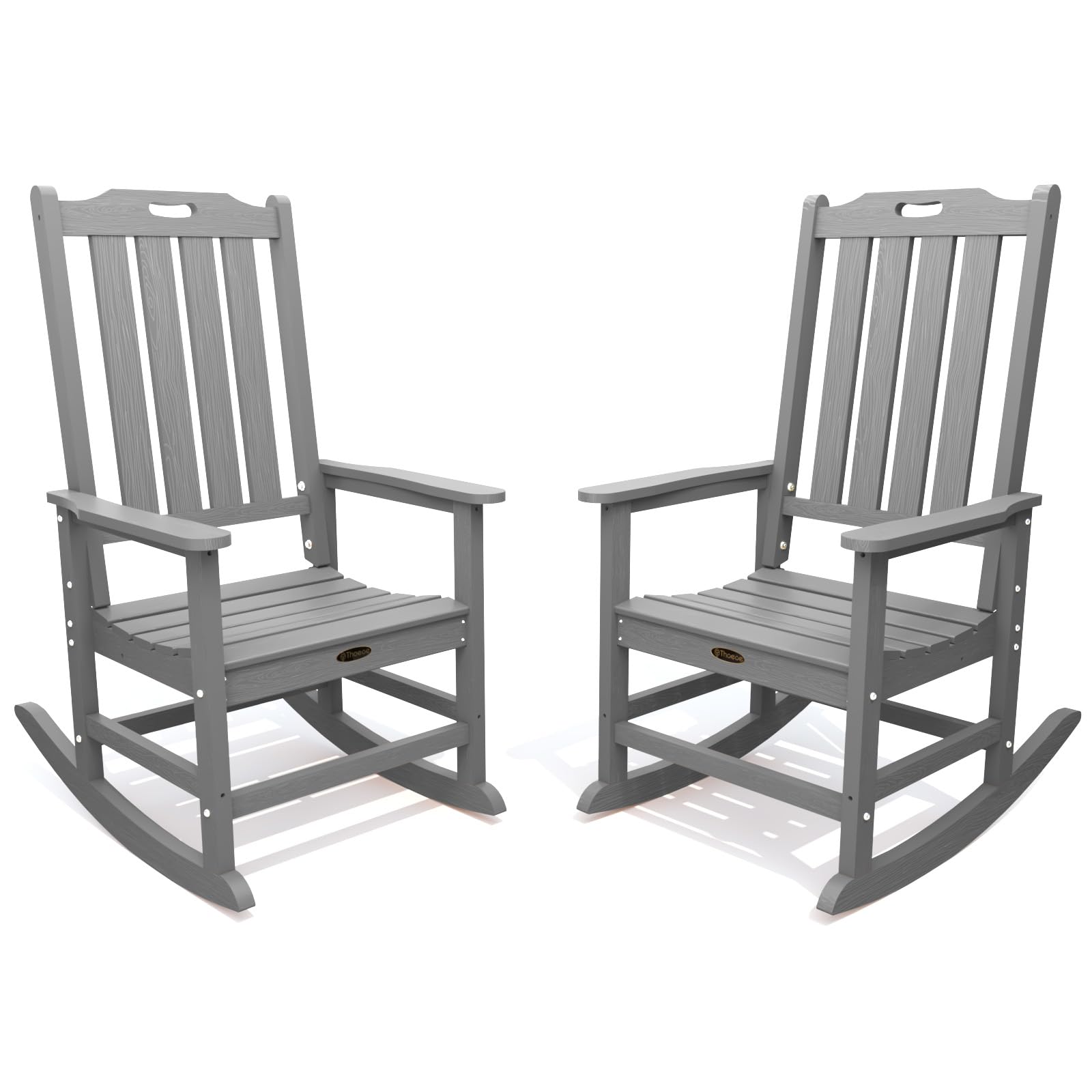 THOEOE Oversized Rocking Chair Set of 2, Outdoor Rocking Chair for Adults, All Weather Resistant Porch Rocker for Lawn Garden, G