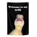 ILINJAU Welcome To My Crib Flag Funny Tapestry 2x3Ft Indoor Outdoor Wall Art Tapestry for Bedroom Teens Room Decoration Living R