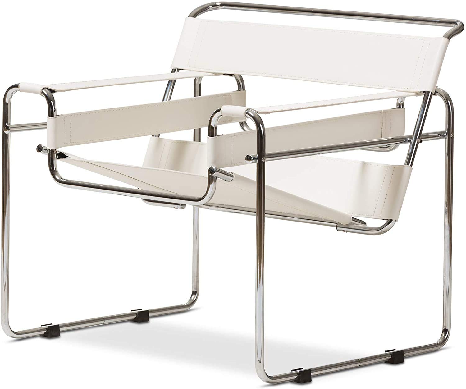 Baxton Studio Jericho Cream Leather Mid-Century Modern Accent Chair (Pack of 2)