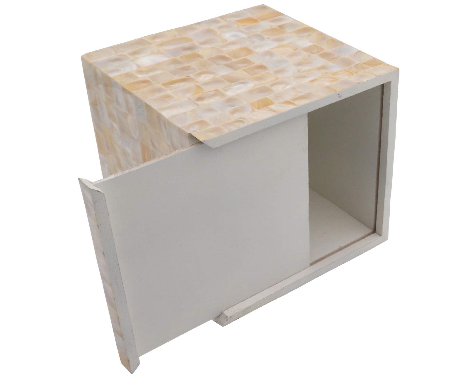 Square Tissue Holder - Decorative Tissue Box Cover Is Finished In Beautiful Mother Of Pearl By The Metal Magician