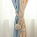 Modern Homes (Set of 2) Window Treatment Curtain Tiebacks  No Magnet Required Off White Parda Pull Backs Tie Back Ball Holder T