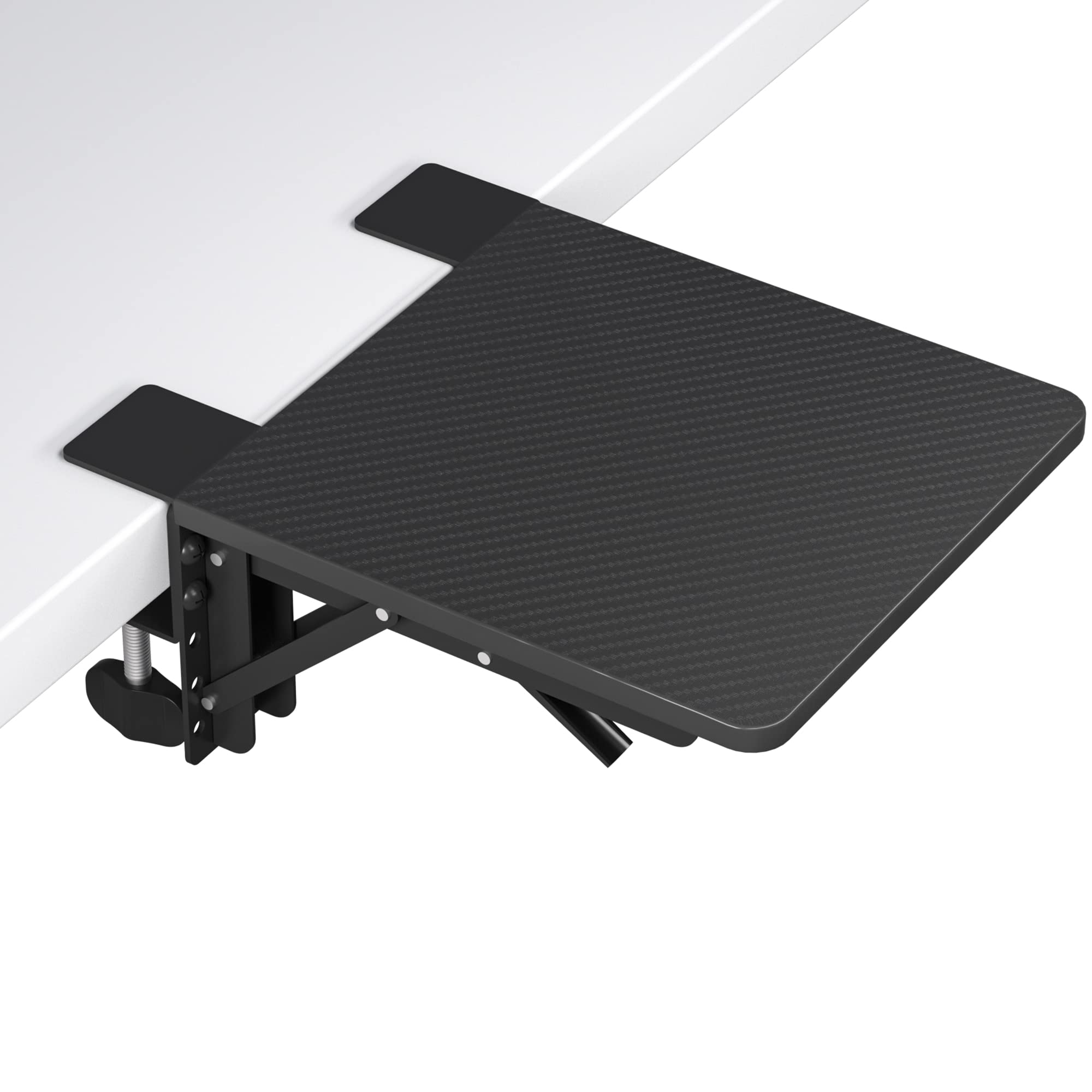 Bontec Ergonomics Desk Extender Tray, 9.5'X9.1' Table Mount Arm Wrist Rest Shelf, 90 Foldable Elbow Arm Support, Clamp On Comp