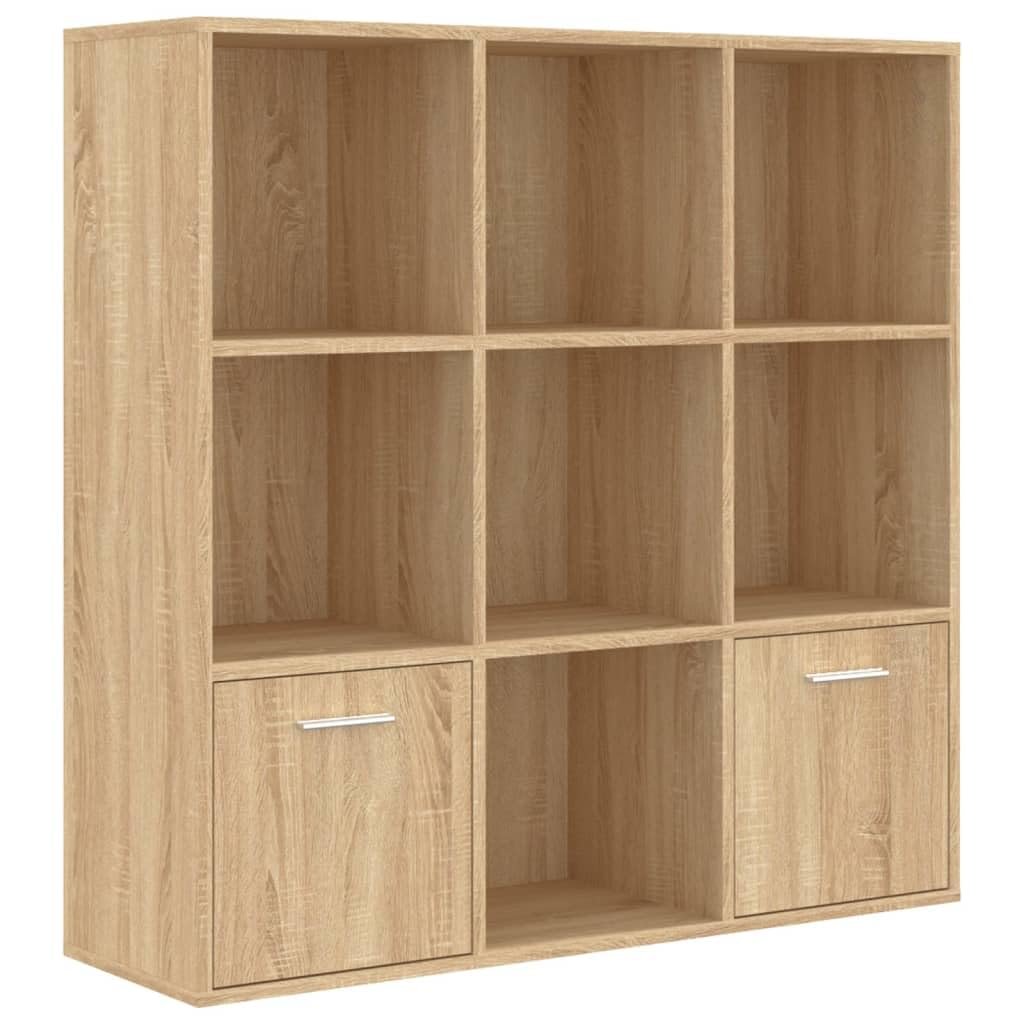 vidaXL Cabinet, Book Cabinet with 2 Doors Bookcase, Standing Shelves for Office Living Room, Wall Shelving Unit, Modern, Sonoma Oak Engineered Wood