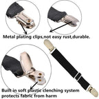 Bed Sheet Clips Straps Sheet Holder Mattress Clips, Adjustable Elastic Bed Sheet Grippers Straps Suspender Fasteners Holder (Bla