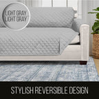 Sofa Shield Patented Couch Cover, Large Furniture Protector With Straps, Reversible Tear And Stain Resistant Slipcovers, Quilted Microfiber 62” Seat, Washable Covers For Dogs, Kids, Light Gray