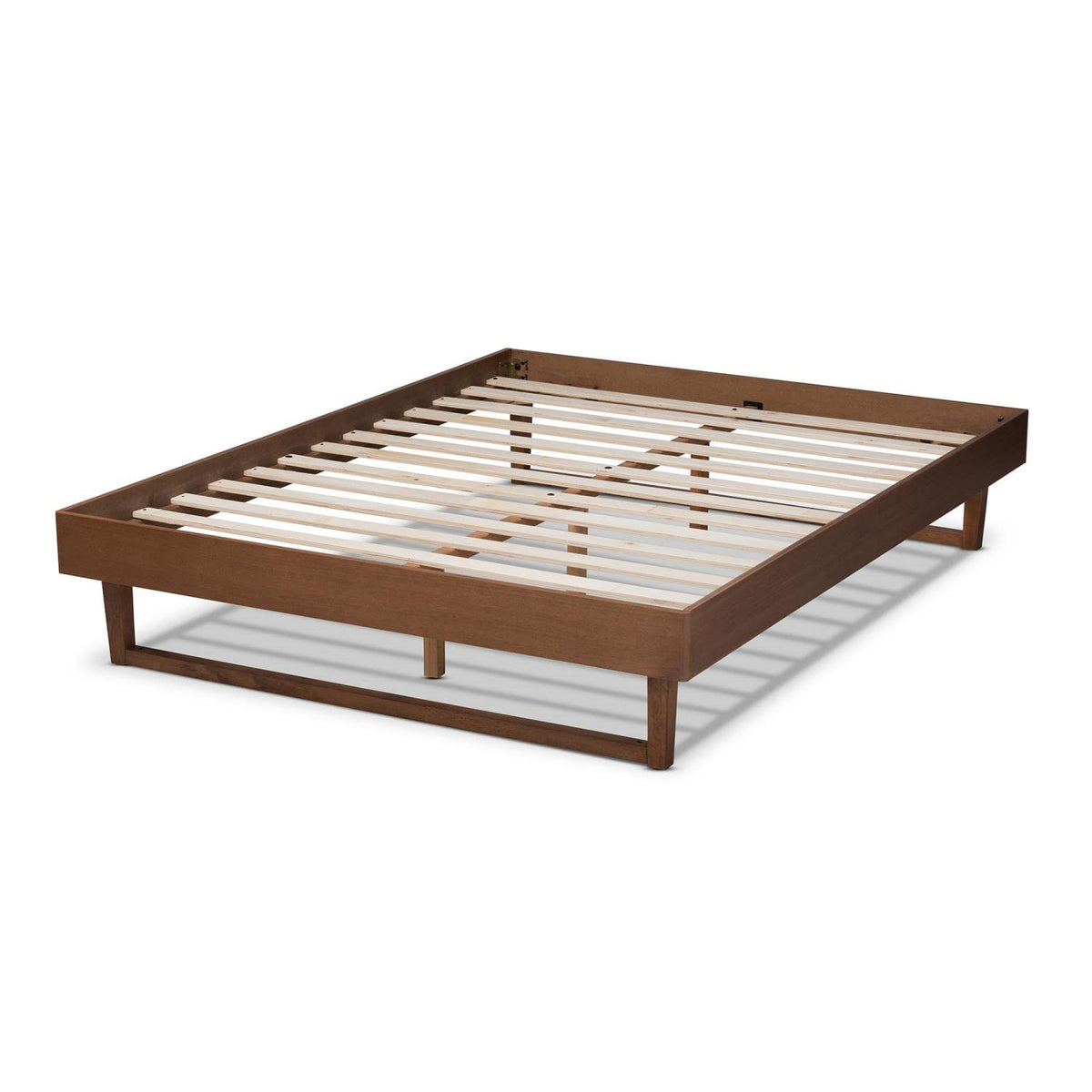 Baxton Studio Liliya Mid-Century Modern Walnut Brown Finished Wood King Size Platform Bed Frame