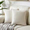 Fancy Homi Ivory 28X28 Inch Pillow Covers Set Of 2, Beige European Square Pillow Shams, Super Soft Faux Suede Solid Big Cream Eu
