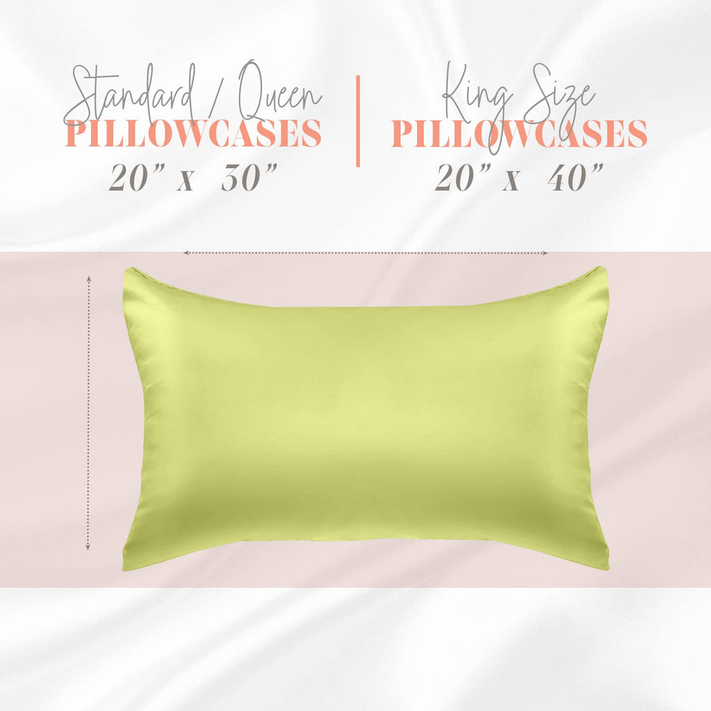 Elegant Comfort Silky And Luxurious 2-Piece Satin Pillowcase Set For Healthier Skin And Hair, Hidden Zipper Closure And Beautifully Packaged, Satin Pillowcase Set, Standard/Queen, Pistachio Green