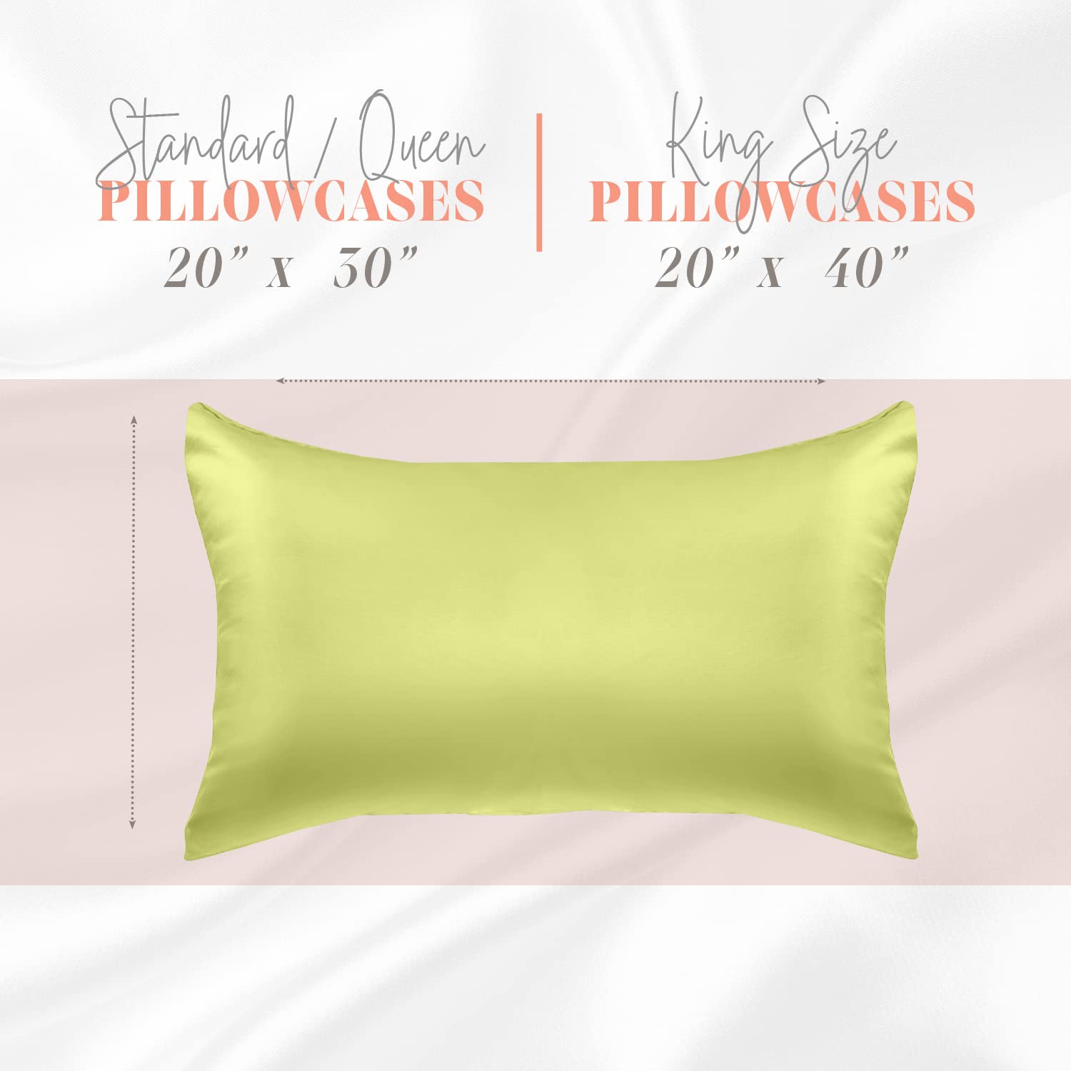 Elegant Comfort Silky And Luxurious 2-Piece Satin Pillowcase Set For Healthier Skin And Hair, Hidden Zipper Closure And Beautifully Packaged, Satin Pillowcase Set, Standard/Queen, Pistachio Green