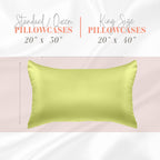 Elegant Comfort Silky And Luxurious 2-Piece Satin Pillowcase Set For Healthier Skin And Hair, Hidden Zipper Closure And Beautifully Packaged, Satin Pillowcase Set, King, Pistachio Green
