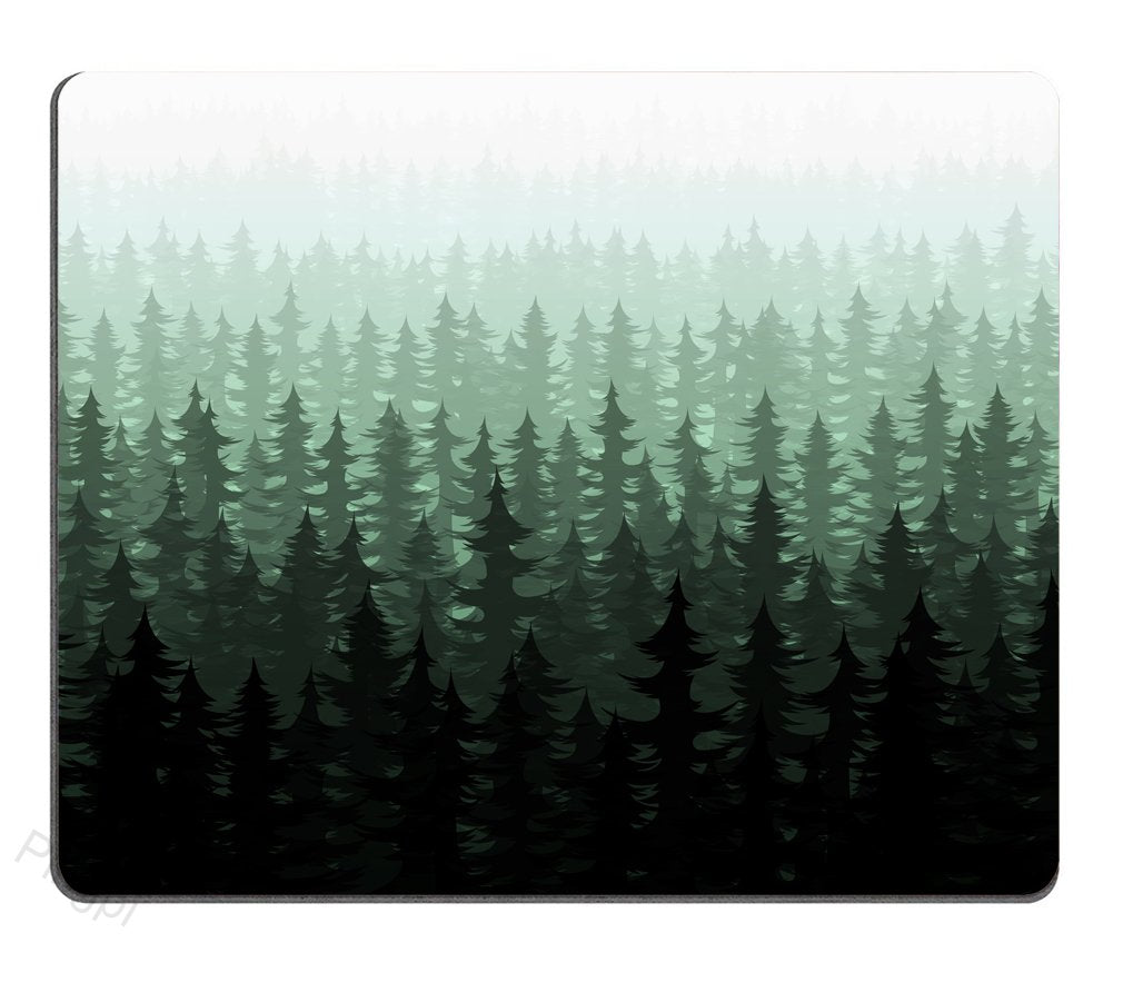 Pingpi Nature Landscape Mouse Pad For Office, Watercolor Pine Trees Personalized Design Non-Slip Rubber Mouse Pad