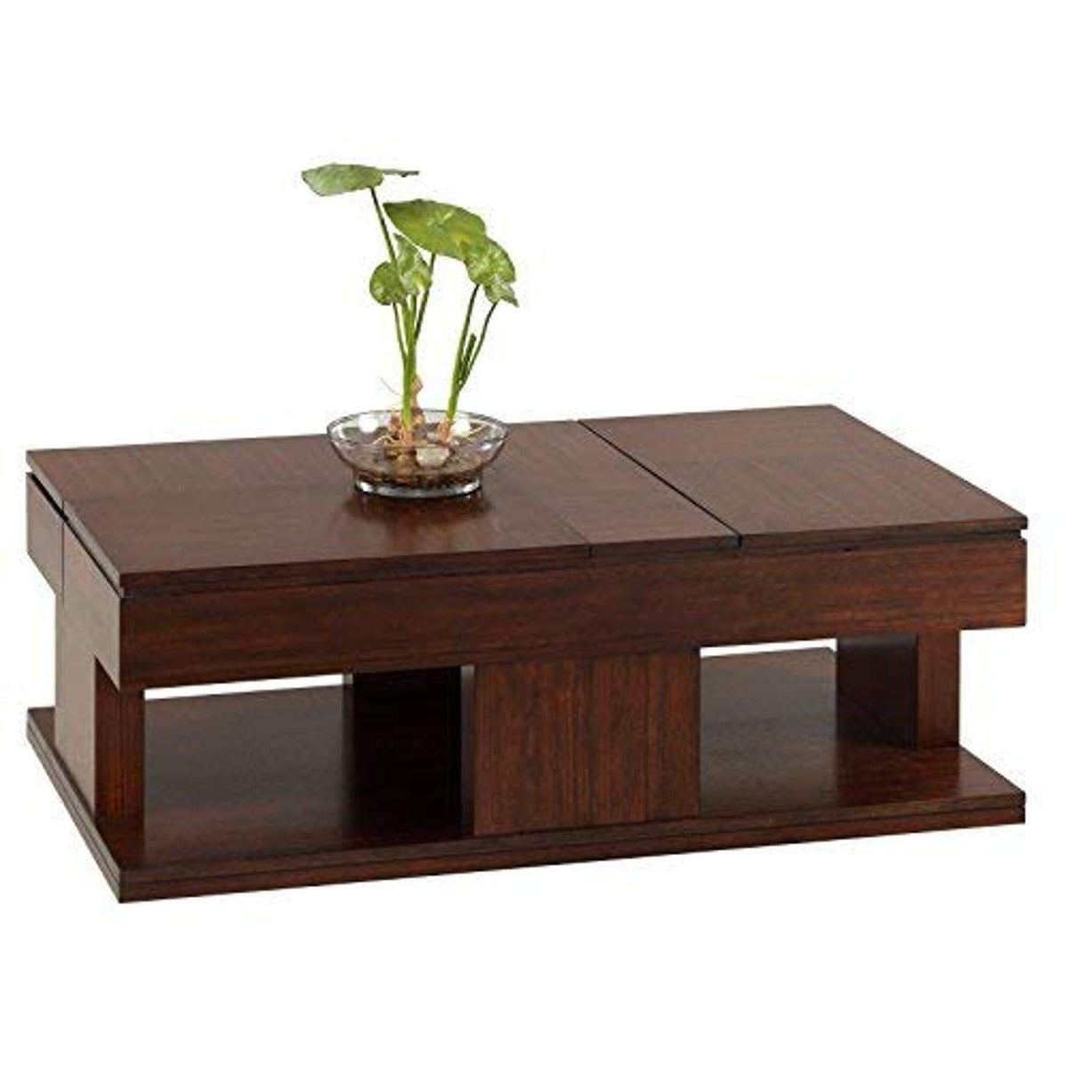 Progressive Furniture Le Mans Double Lift-Top Table, 48&quot; W X 28&quot; D X 18&quot; H, Brown