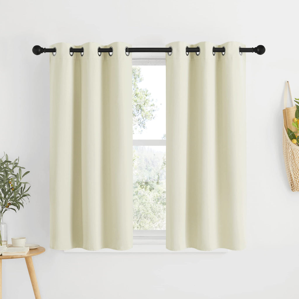 Nicetown Blackout Beige Curtains And Drapes - Window Treatment Thermal Insulated Solid Grommet Blackout Draperies For Kitchen/Ca