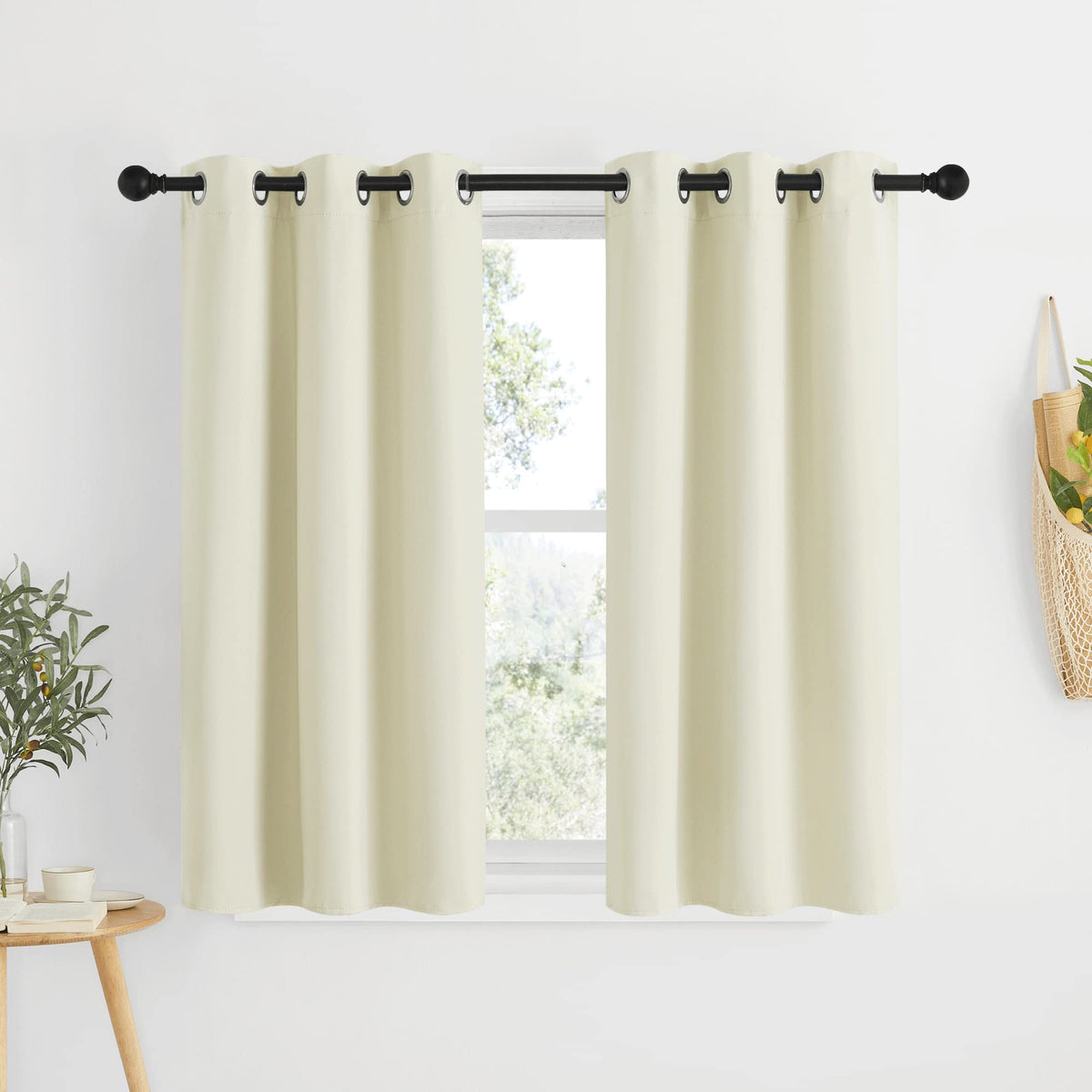 Nicetown Blackout Beige Curtains And Drapes - Window Treatment Thermal Insulated Solid Grommet Blackout Draperies For Kitchen/Ca