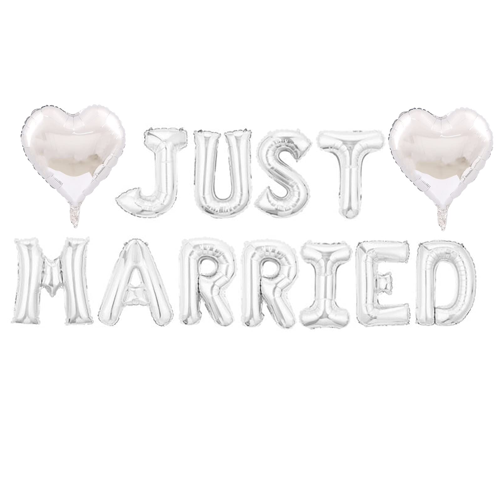 Kunggo Just Married Balloon Banner, 16 inch Quality WeddingBacheloretteBridal ShowerWedding Engagement Party Decors Supplies. (S