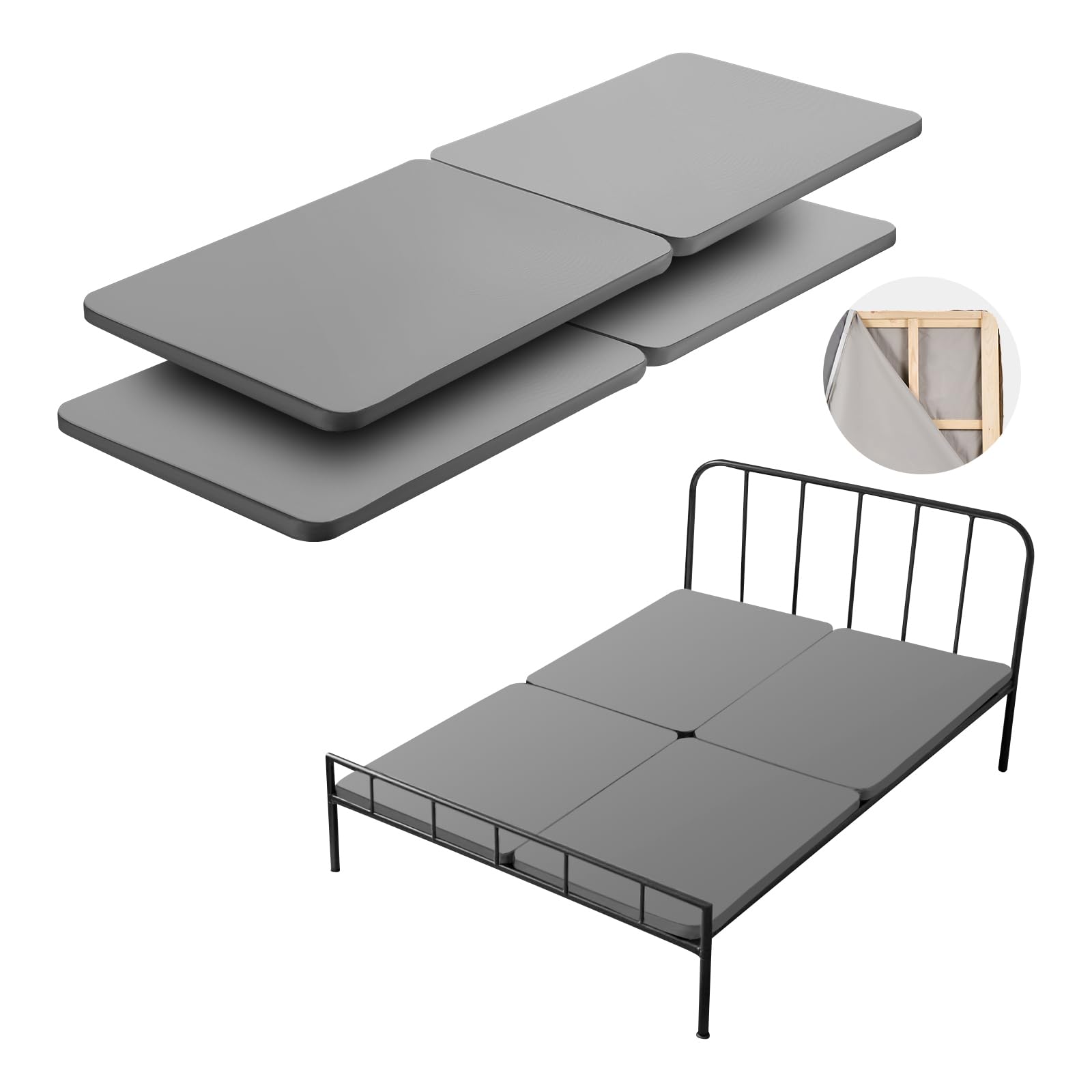 VEVOR 1.5 in Bunkie Board, Queen Size Wooden Bed Board Support, Bed Slats with 200D Oxford Cloth, Easy Assembly Support Under Ma