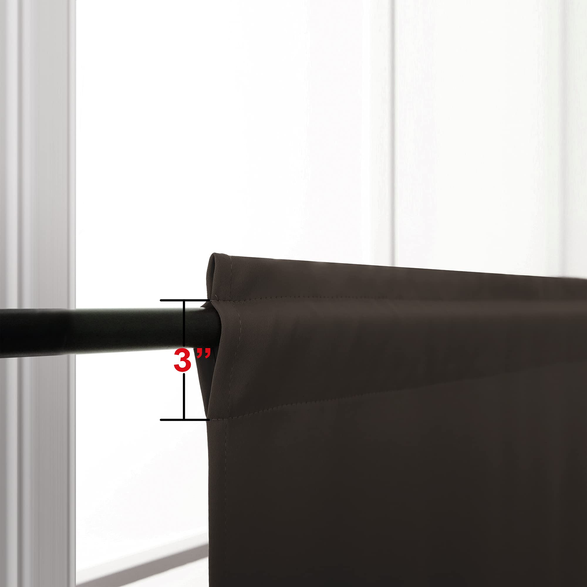 Koufall Brown Curtains For Kitchen Window 2 Panels Rod Pocket Room Darkening Blackout Curtains For Small Bathroom Window Bedroom, 34 X 36