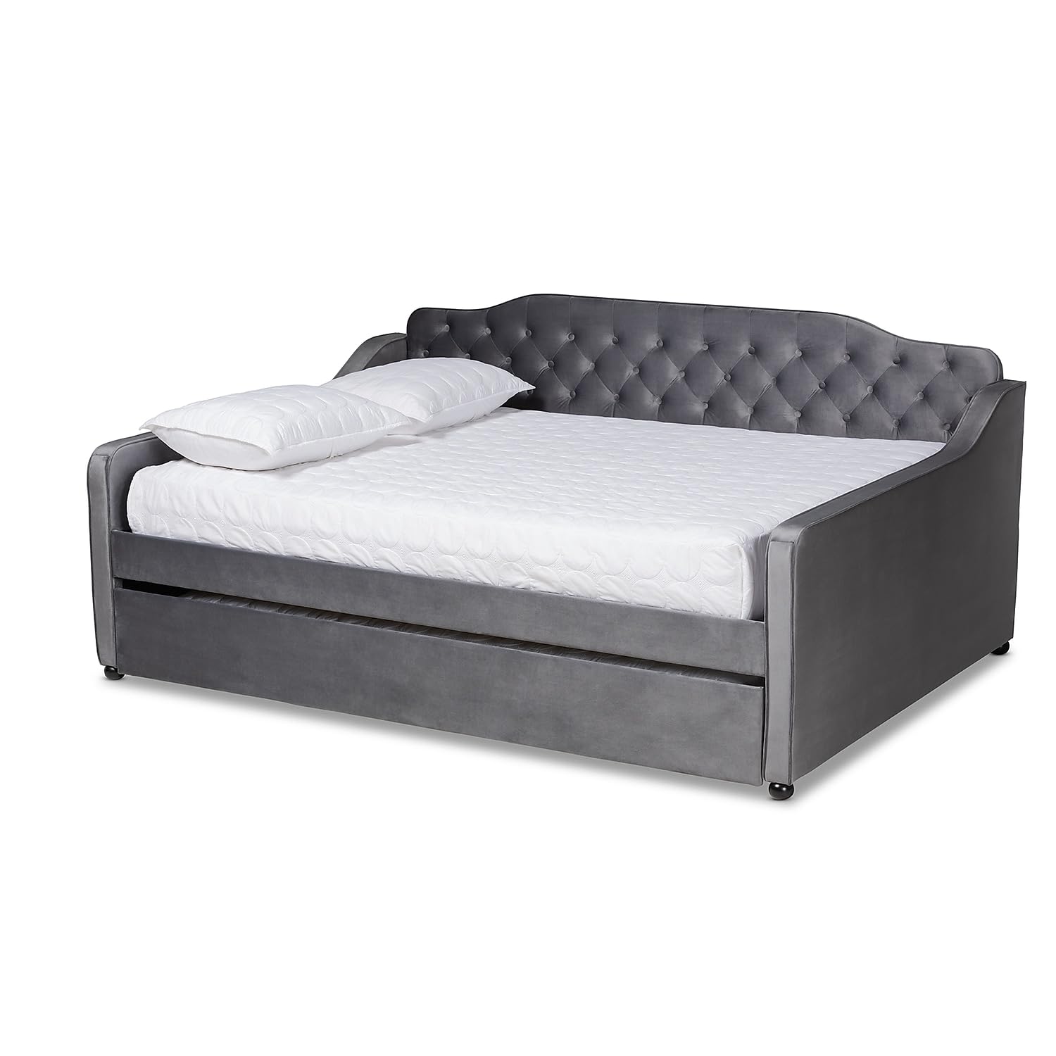 Baxton Studio Freda Daybed with Trundle, Full, Grey (164-10409-HiT)