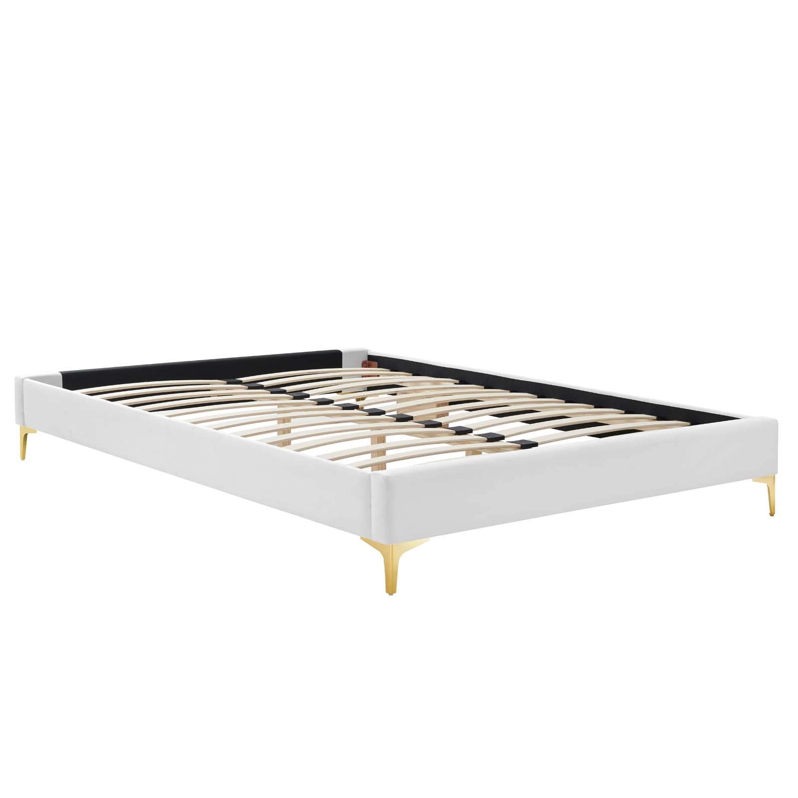 Modway Mod-6275-Whi Sutton Queen Performance Velvet Bed Frame, White