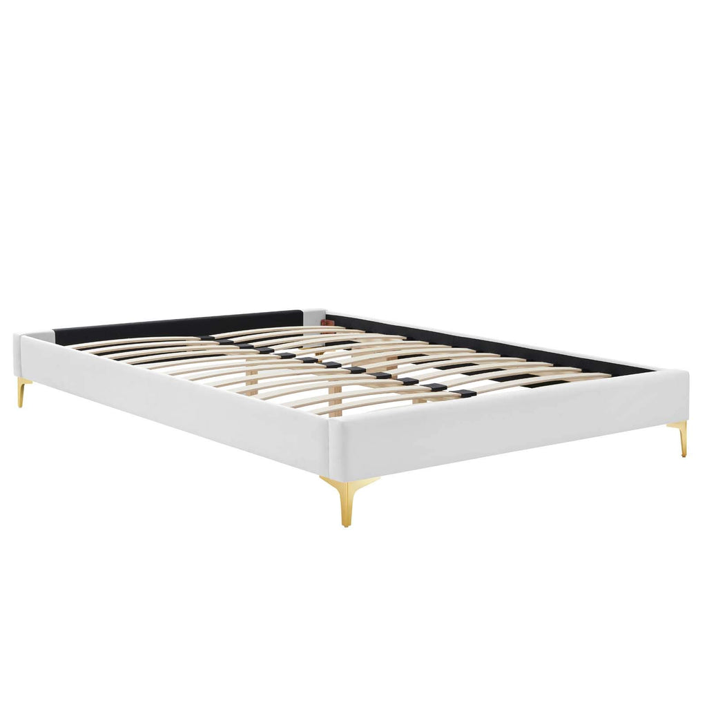 Modway Mod-6305-Whi Sutton Twin Performance Velvet Bed Frame, White