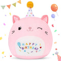 Abearcar Cute Cat Plush Birthday Gifts For Girls, Soft Cat Plushies Toy Pink Pillow Cat Stuffed Animals Gift For Girlfriend Kids