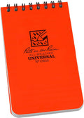 Rite In The Rain Weatherproof Top Spiral Notebook, 3' X 5', Orange Cover, Universal Pattern (No. Or35)