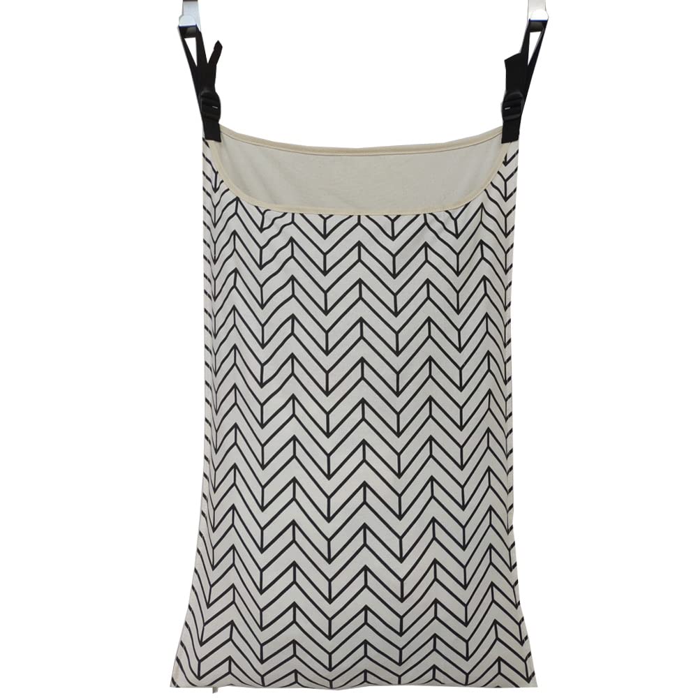 HDHYK Adjustable Space Saving Door Hanging Laundry Hamper Bag Dorm Laundry Bag,Wide Open Top Over The Door Laundry Hamper with F