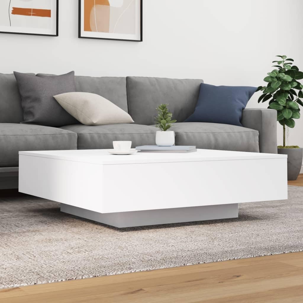 vidaXL Modern Coffee Table with Vibrant LED Lights, Stylish Home Furniture in White