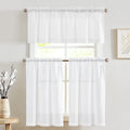 jinchan Linen Kitchen Curtains and Valance Set Tier Curtains 36 Inch Length for Cafe Living Room Bedroom Bathroom Farmhouse Rust
