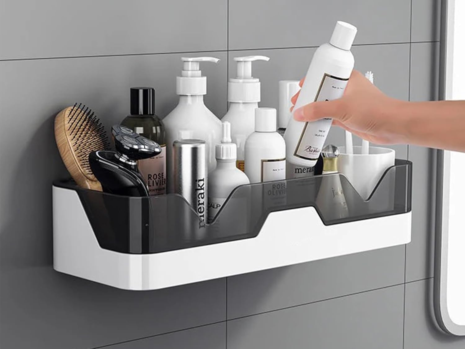 Rajisthani Vibes Modern Shower Caddy Organiser | Wall Mounted Plastic Shelf, SelfDraining, Waterproof