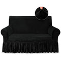 Niceec Loveseat Cover Super Soft 1-Piece Black Slipcover For Loveseats Stretch Universal Spandex Couch Covers For Living Room Easy Fit Washable Furniture Sofa Protector With Skirt