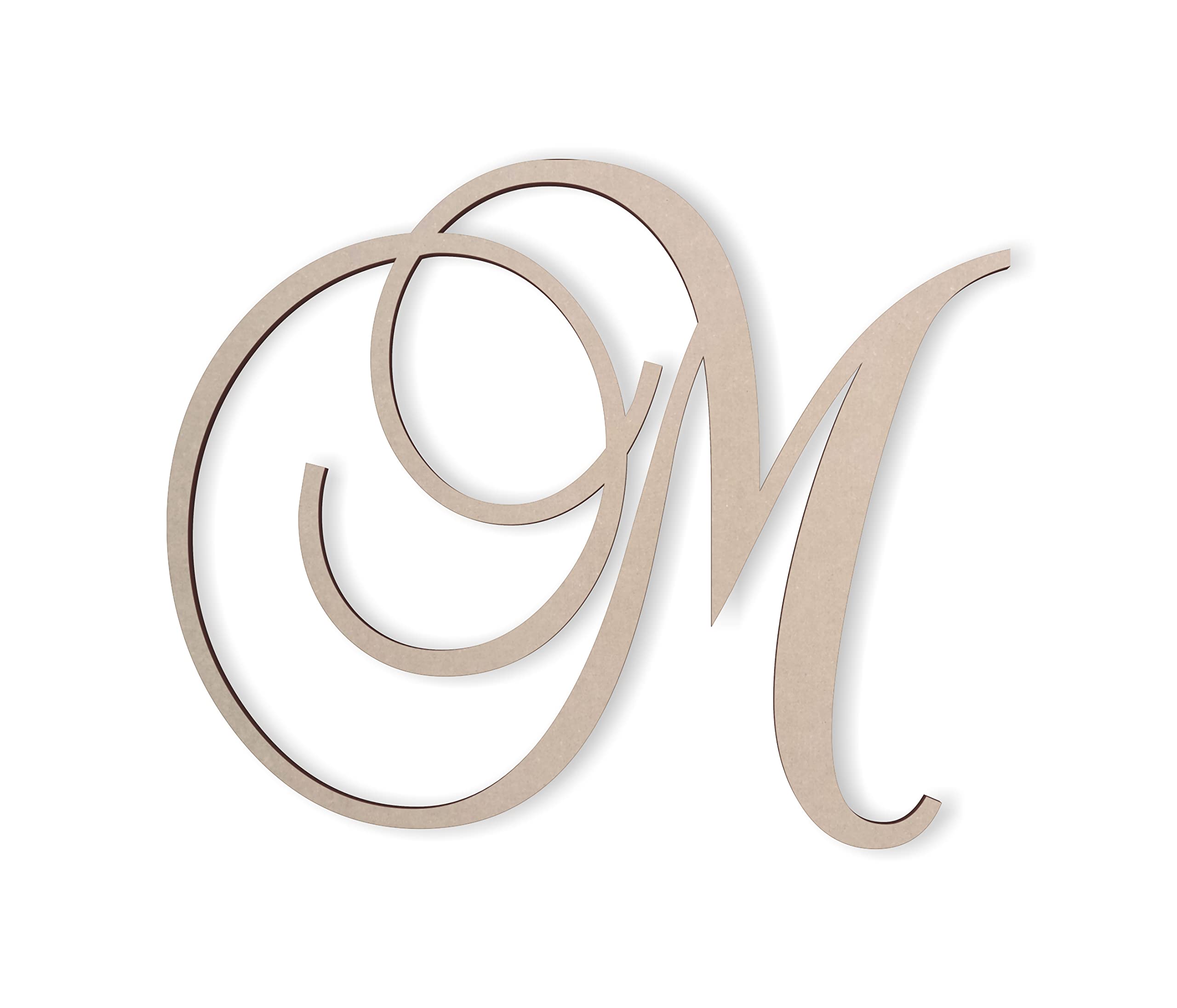 Wooden Letter M, Wooden Monogram Wall Hanging, Large Wooden Letters, Cursive Wood Letter
