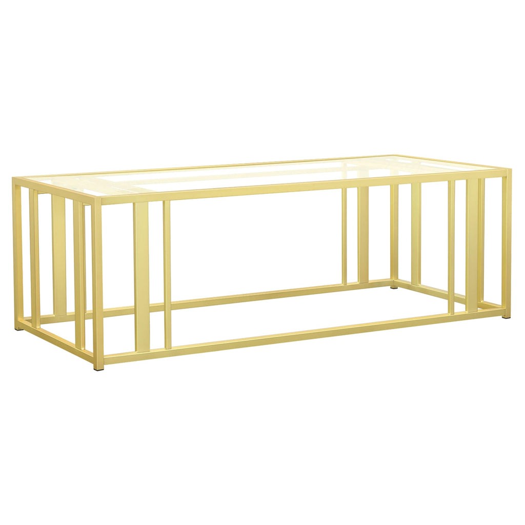 Coaster Home Furnishings Adri Rectangular Glass Top Coffee Table Matte Brass