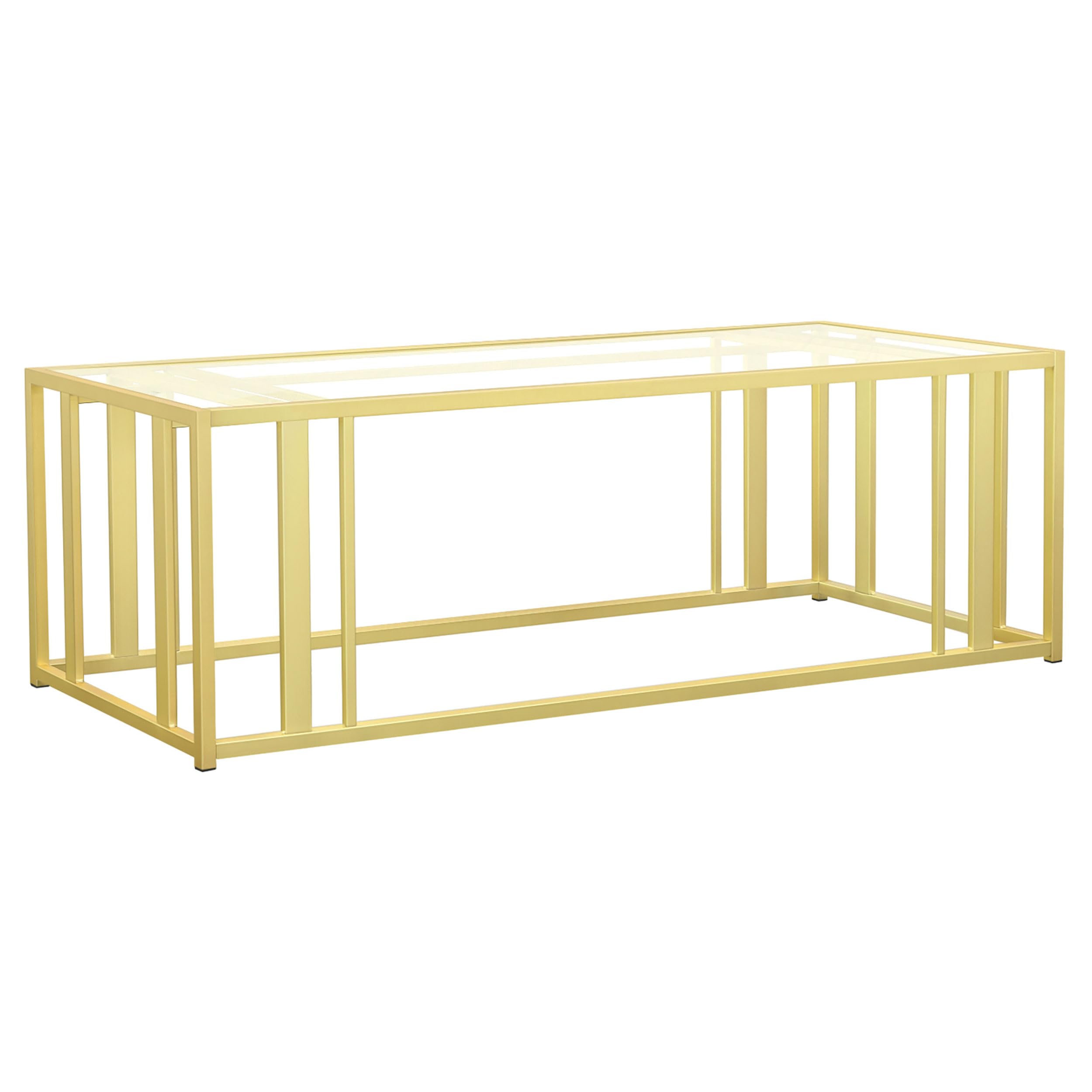Coaster Home Furnishings Adri Rectangular Glass Top Coffee Table Matte Brass
