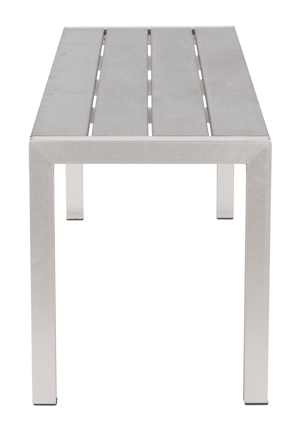 Zuo Outdoor Metropolitan Bench Chair, Brushed Aluminum