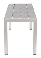 Zuo Outdoor Metropolitan Bench Chair, Brushed Aluminum