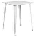 Flash Furniture Nolan Commercial Grade 31.5" Square White Metal Indoor-Outdoor Bar Height Table