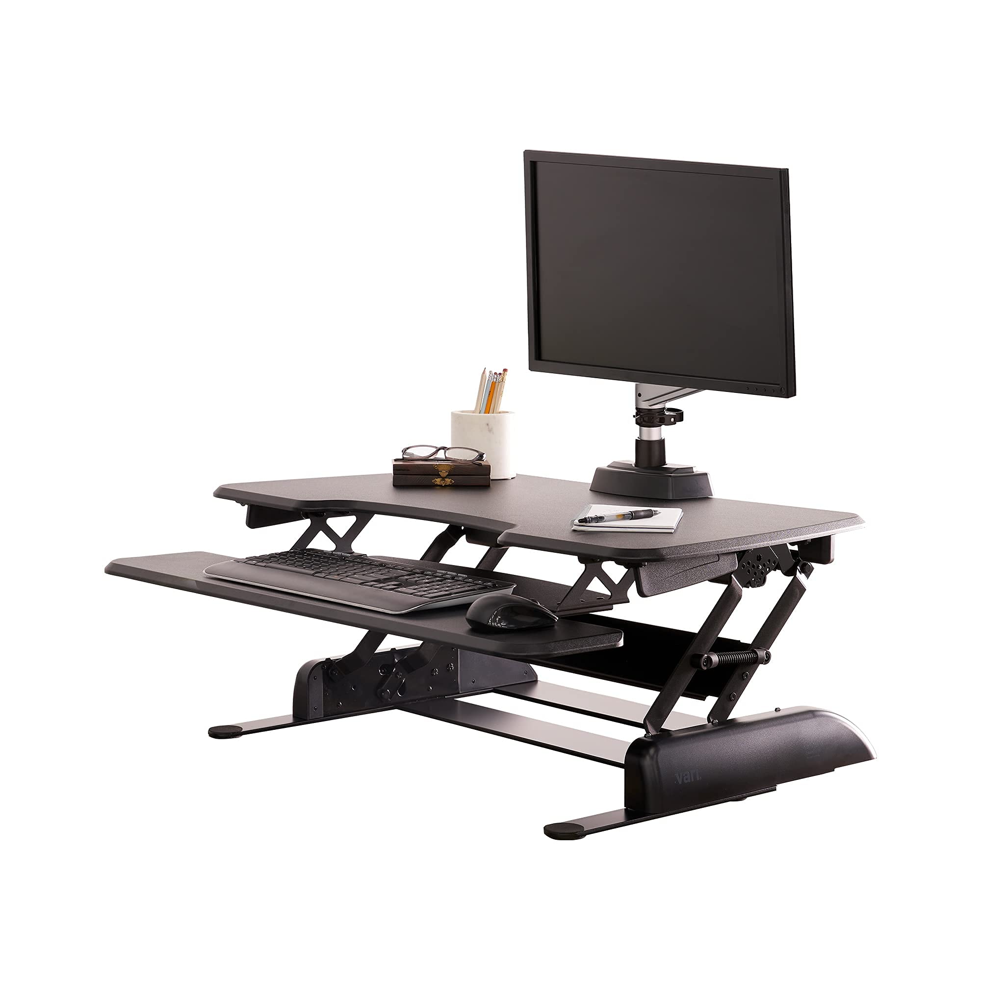 Vari - VariDesk Essential 36 - Two-Tier Standing Desk Converter for Monitor & Accessories - Height Adjustable Sit Stand Desk - F