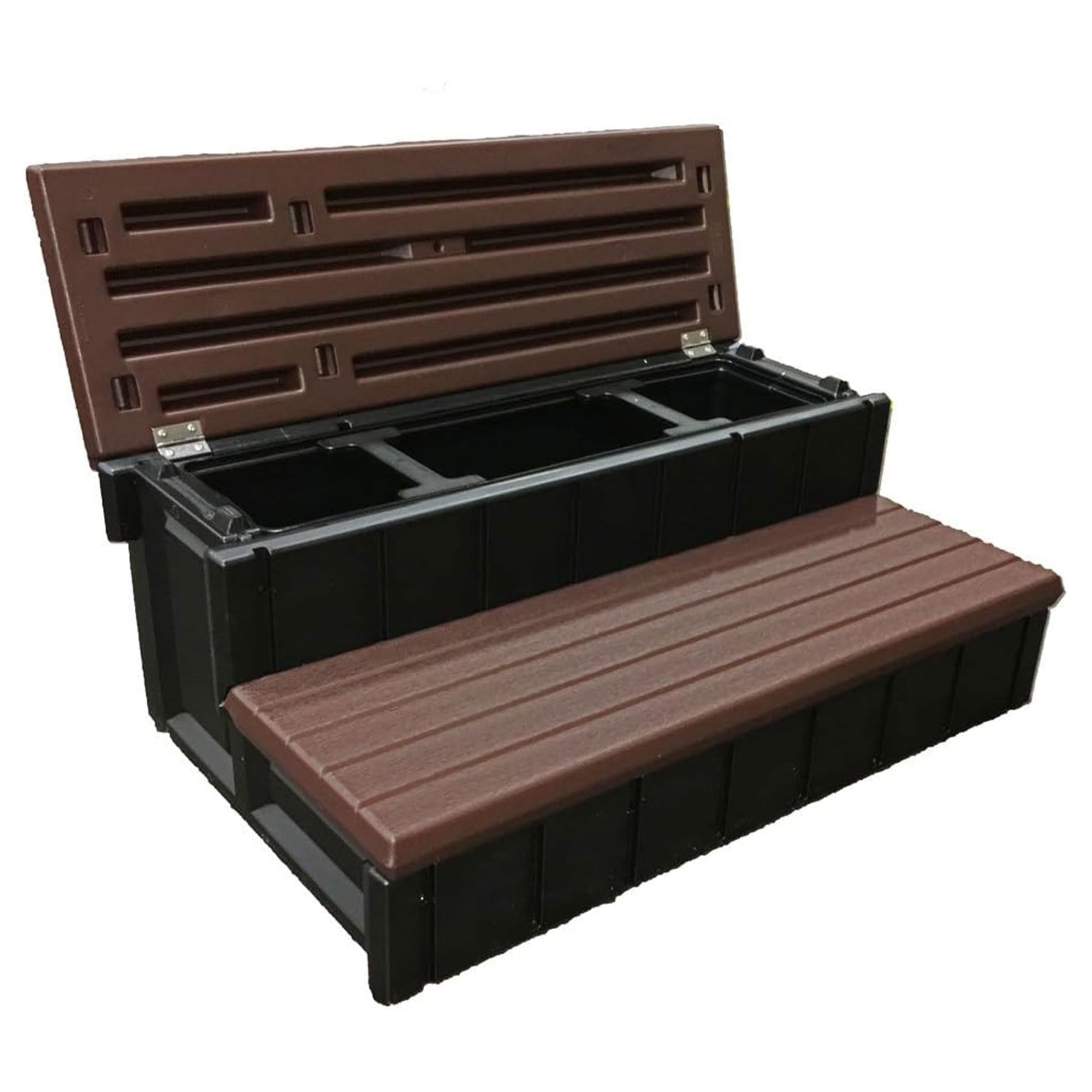 Confer Plastics Leisure Accent 300 Pound Capacity Durable Versatile Outdoor Spa And Hot Tub Steps With Removable Storage Compart