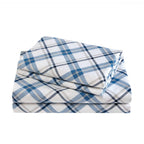 Comfort Spaces Cotton Flannel Breathable Warm Deep Pocket Sheets with Pillow Case Bedding, Cal King, Blue Plaid 4 Piece