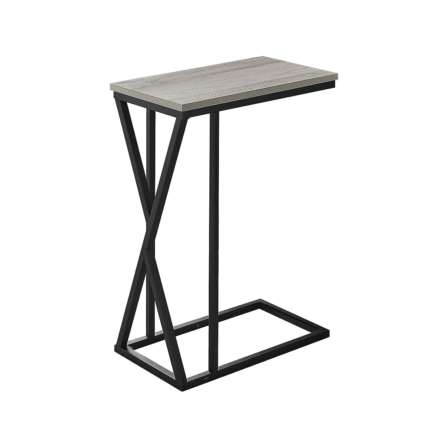 Monarch Specialties I 3248 Accent Table, C-Shaped, End, Side, Snack, Living Room, Bedroom, Metal, Laminate, Grey, Black, Contemporary, Modern