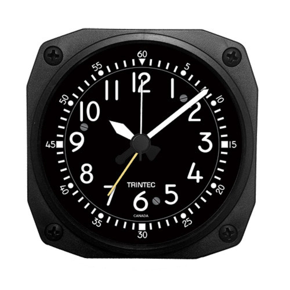 Trintec Aviation Classic Desk Top Travel 3 1/2 Alarm Clock Aircraft Cockpit Style Face & Unique Housing with 12 Hour Display dm