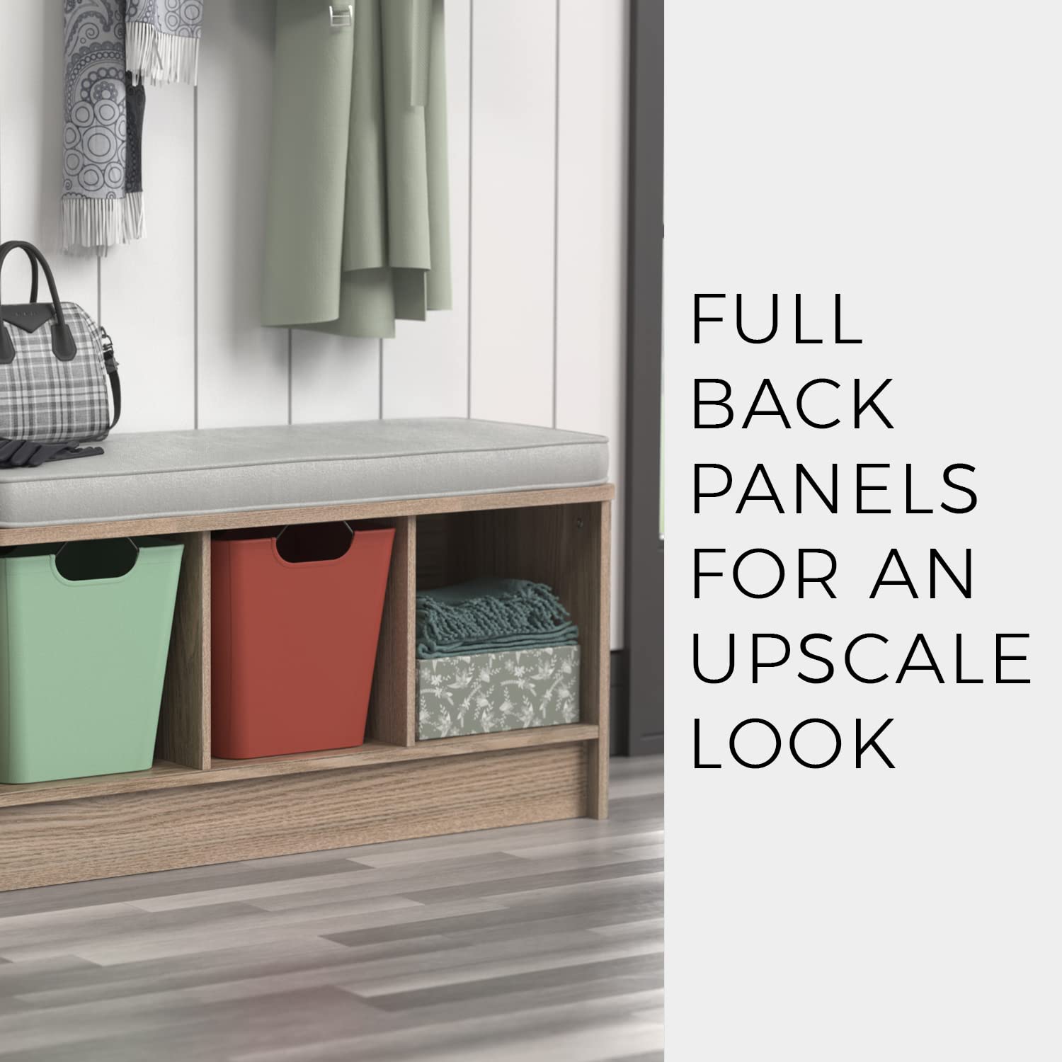 Closetmaid 3258 Cubeicals 3-Cube Storage Bench, Natural Gray With Gray Cushion