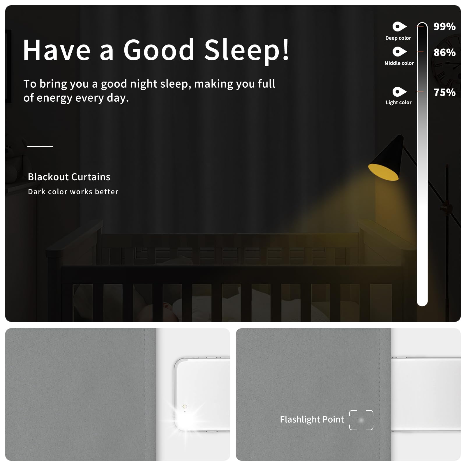 Easy-Going Blackout Curtains For Bedroom, Solid Thermal Insulated Grommet And Noise Reduction Window Drapes, Room Darkening Curtains For Living Room, 2 Panels (42X45 In, Light Gray)