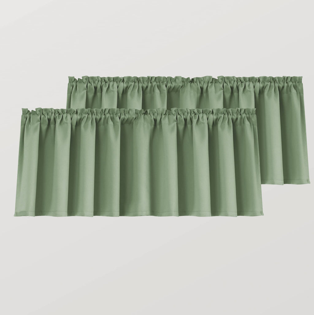 Mrs.Naturall Sage Green Valance Curtains for Windows 36x16 Inch Length
