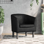 vidaXL Modern Tub Chair in Black Faux Leather - Sturdy Elegant Seating for Living Room, Bedroom, Guest Room or Office with Robust Frame and Comfortable Padding