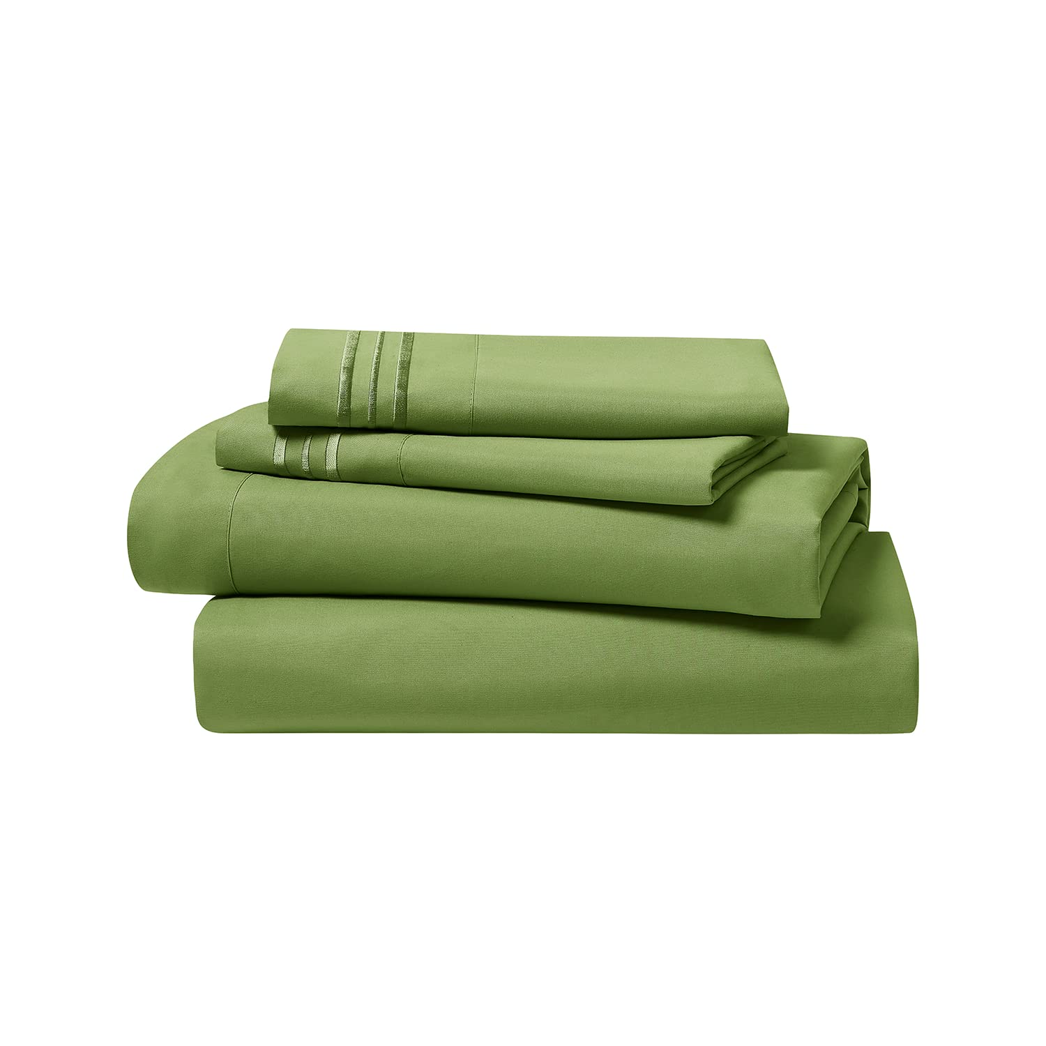 Clara Clark California King Sheets Set, Deep Pocket Bed Sheets For Cal King Size Bed - 4 Piece Bed Sheet Set, Extra Soft Bedding Sheets & Pillowcases, Calla Green Sheets Cal King